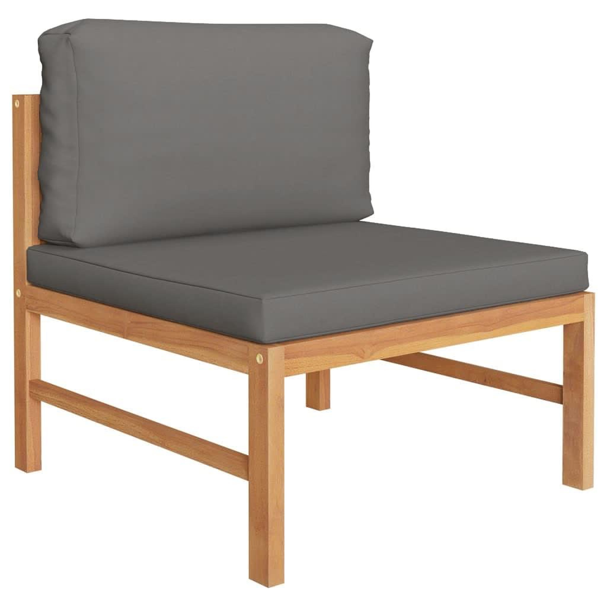 Voir la diapositive 3 : VIDAXL Salon de jardin 4 pcs avec coussins gris Bois de teck solide