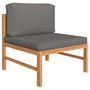 Voir la diapositive 3 : VIDAXL Salon de jardin 4 pcs avec coussins gris Bois de teck solide