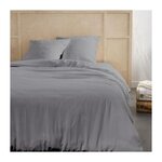 Today Parure de lit - TODAY - 123326 - 2 personnes - 260x240cm - Gaze de coton unie - Acier