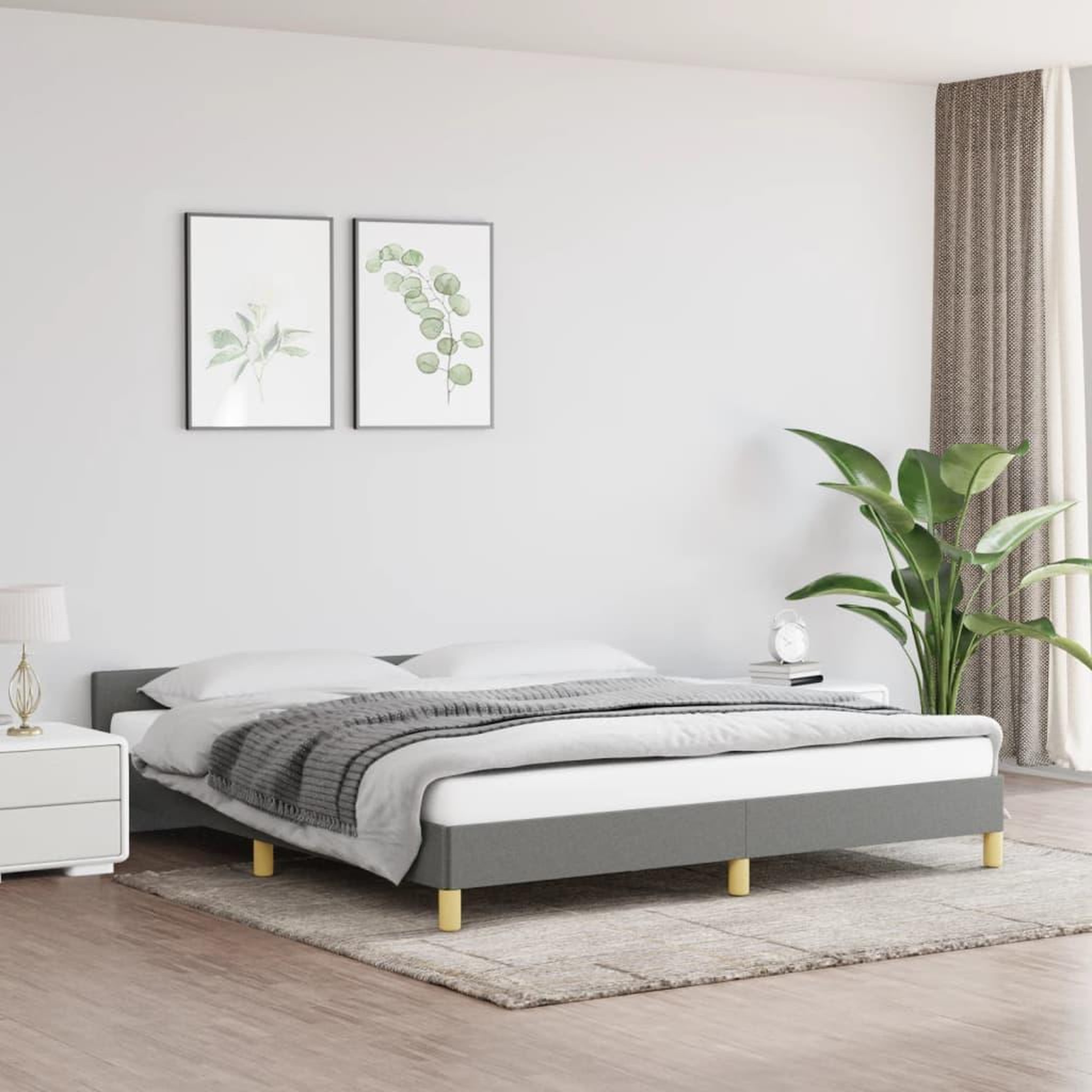 Voir la diapositive 1 : VIDAXL Cadre de lit sans matelas gris fonce 160x200 cm tissu