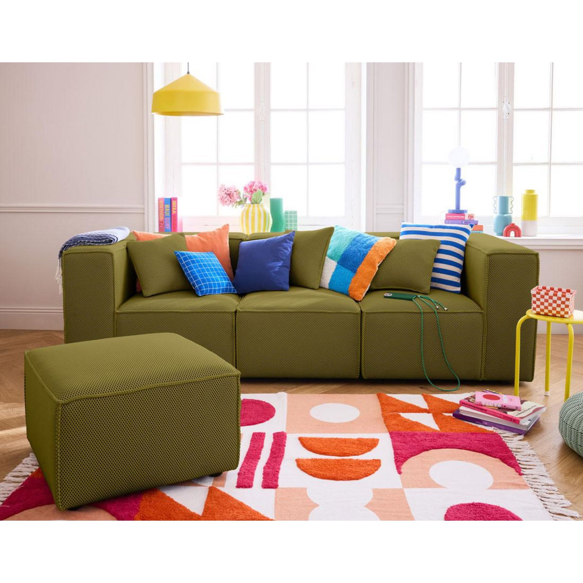 LISA DESIGN Arty - pouf d'appoint - en tissu mailles 3d