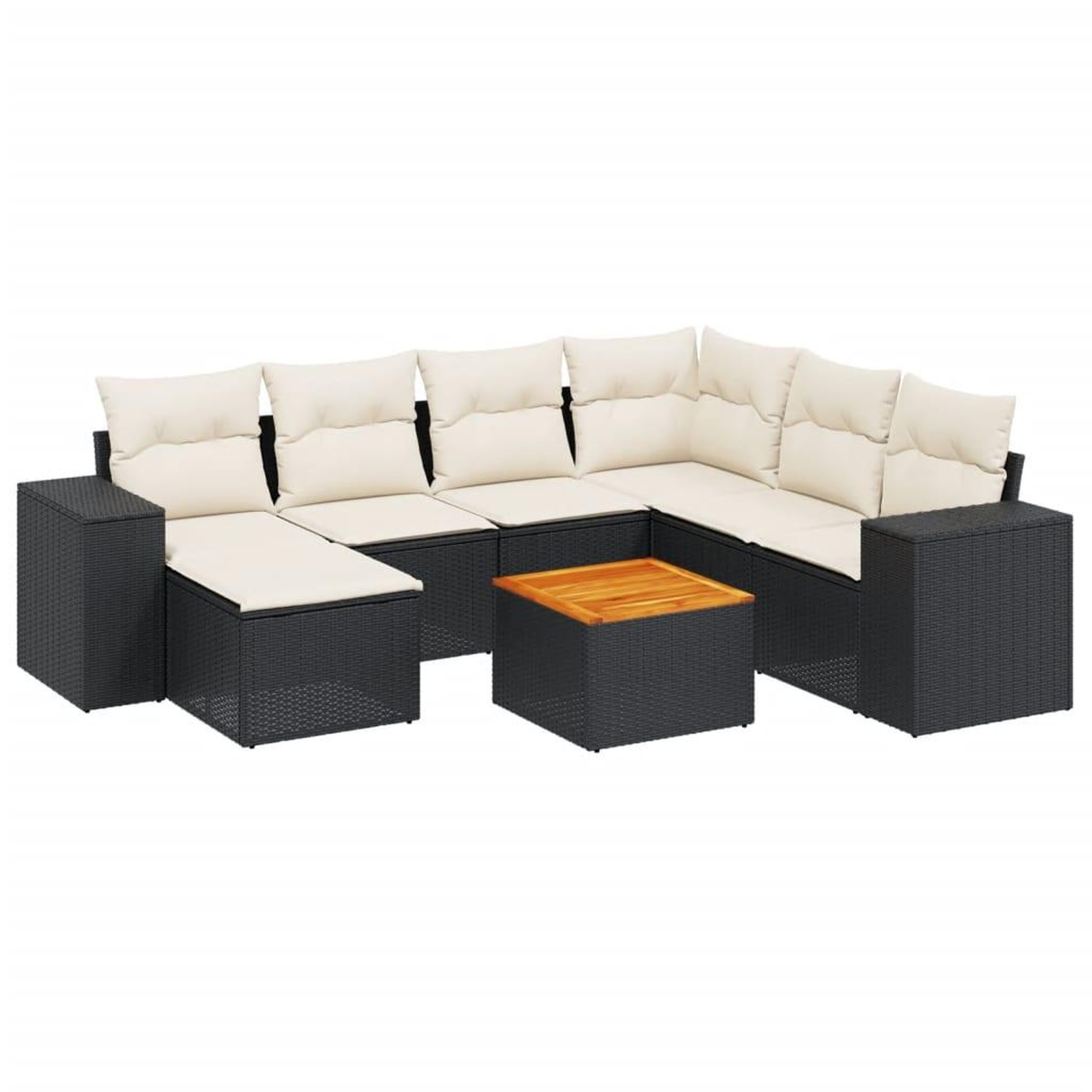 Voir la diapositive 2 : VIDAXL Salon de jardin 8 pcs avec coussins noir resine tressee