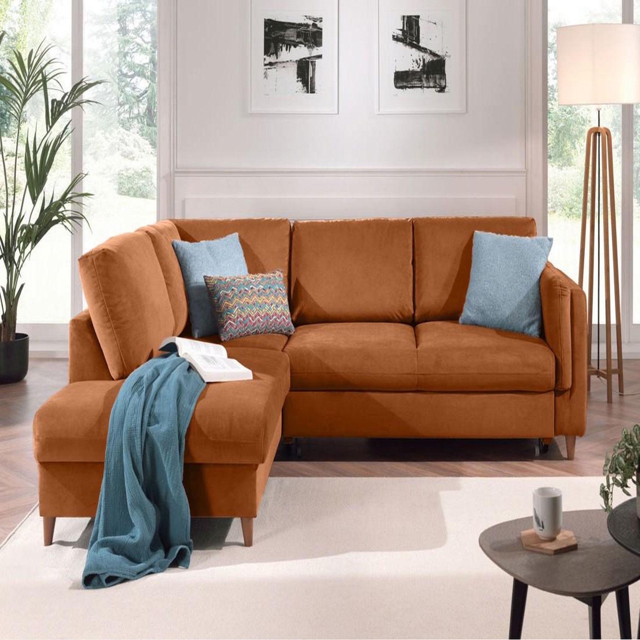 Voir la diapositive 2 : LISA DESIGN Brooke - canapé d'angle gauche - convertible - 5 places - en velours