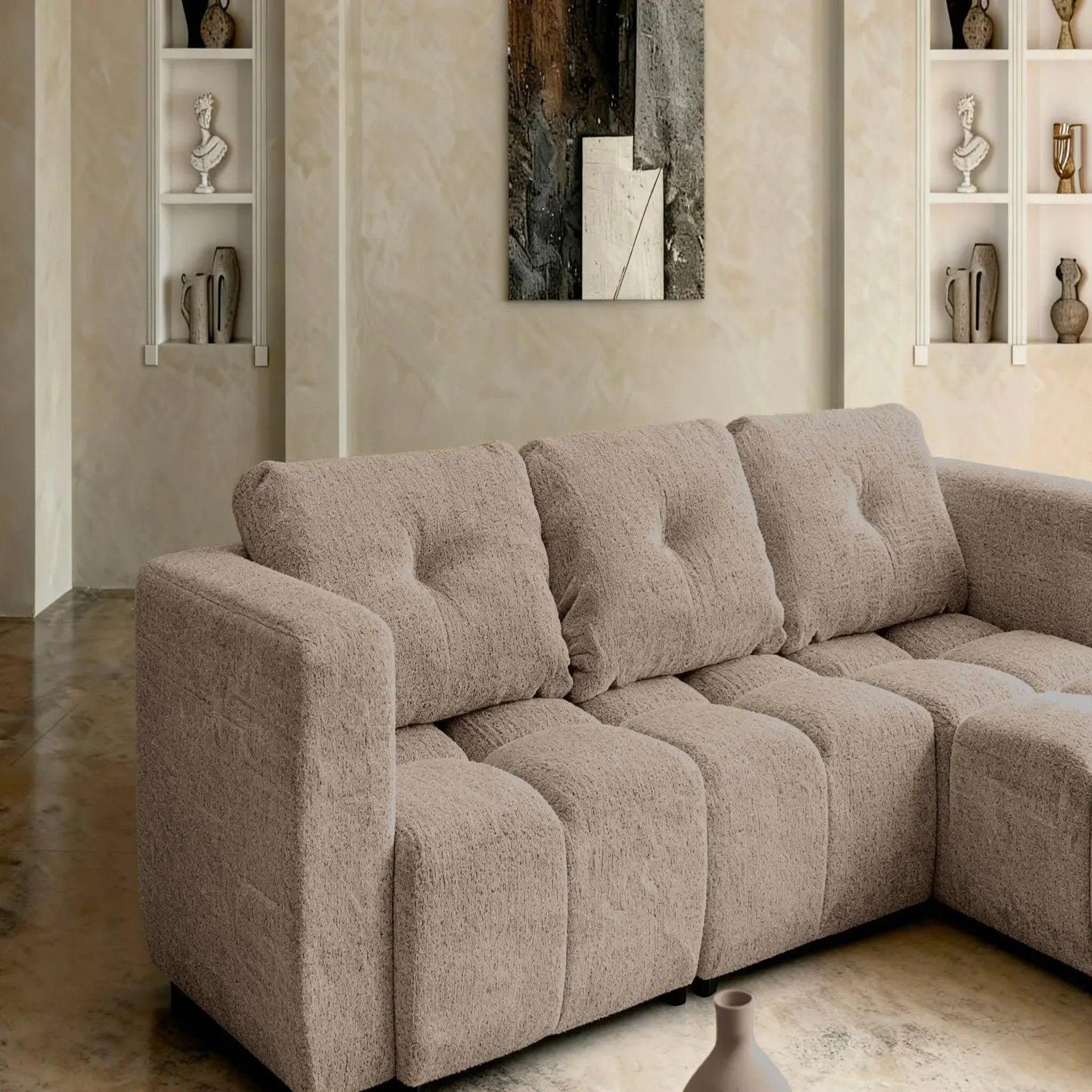 Voir la diapositive 4 : CASANOVA PARIS Romy 4 places - canapé d'angle convertible tissu chenille 4 places