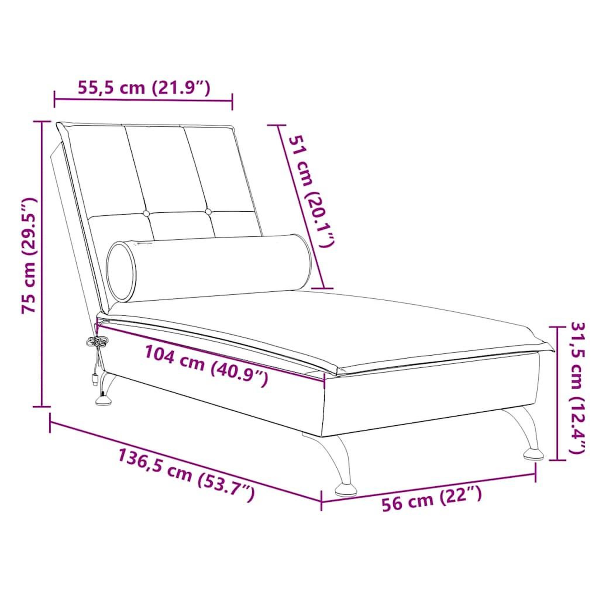 Voir la diapositive 6 : VIDAXL Chaise longue de massage avec traversin jaune velours