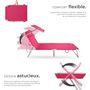 Voir la diapositive 3 : tectake Lot de 2 transats de jardin en acier pliable rose vif
