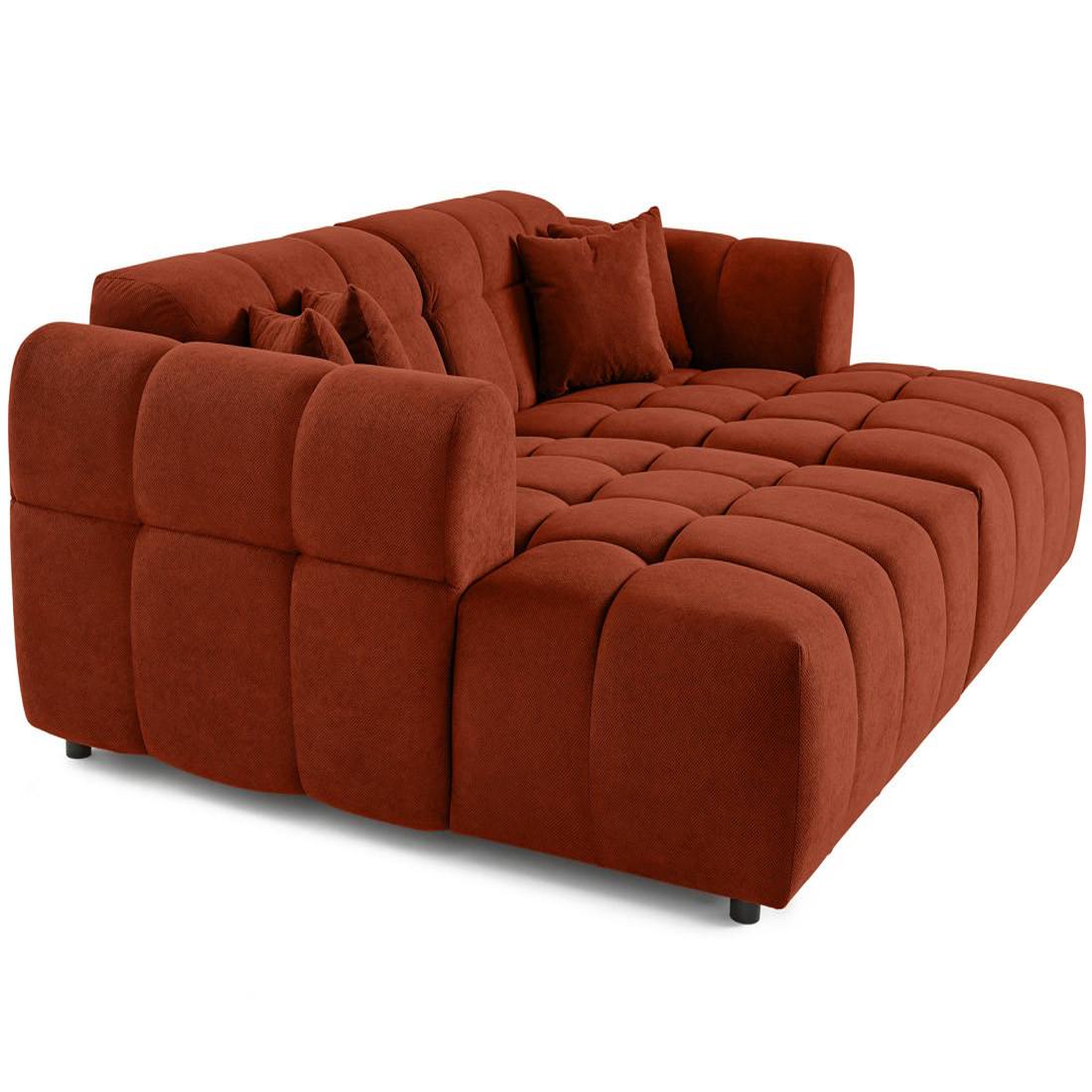 Voir la diapositive 2 : BEST MOBILIER Ray - canapé droit 4 places avec double méridienne - assise profonde - en tissu texturé
