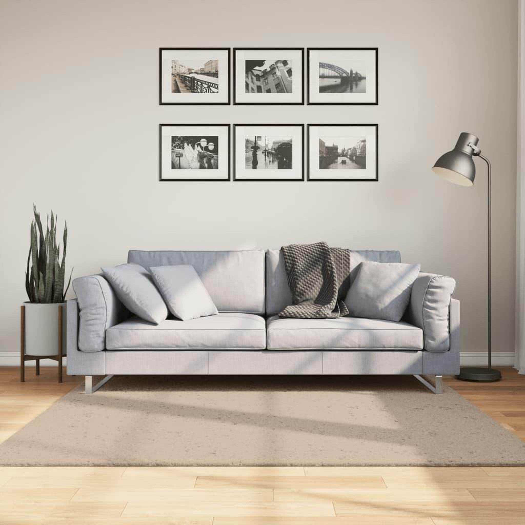 VIDAXL Tapis HUARTE a poils courts doux et lavable sable 160x160 cm