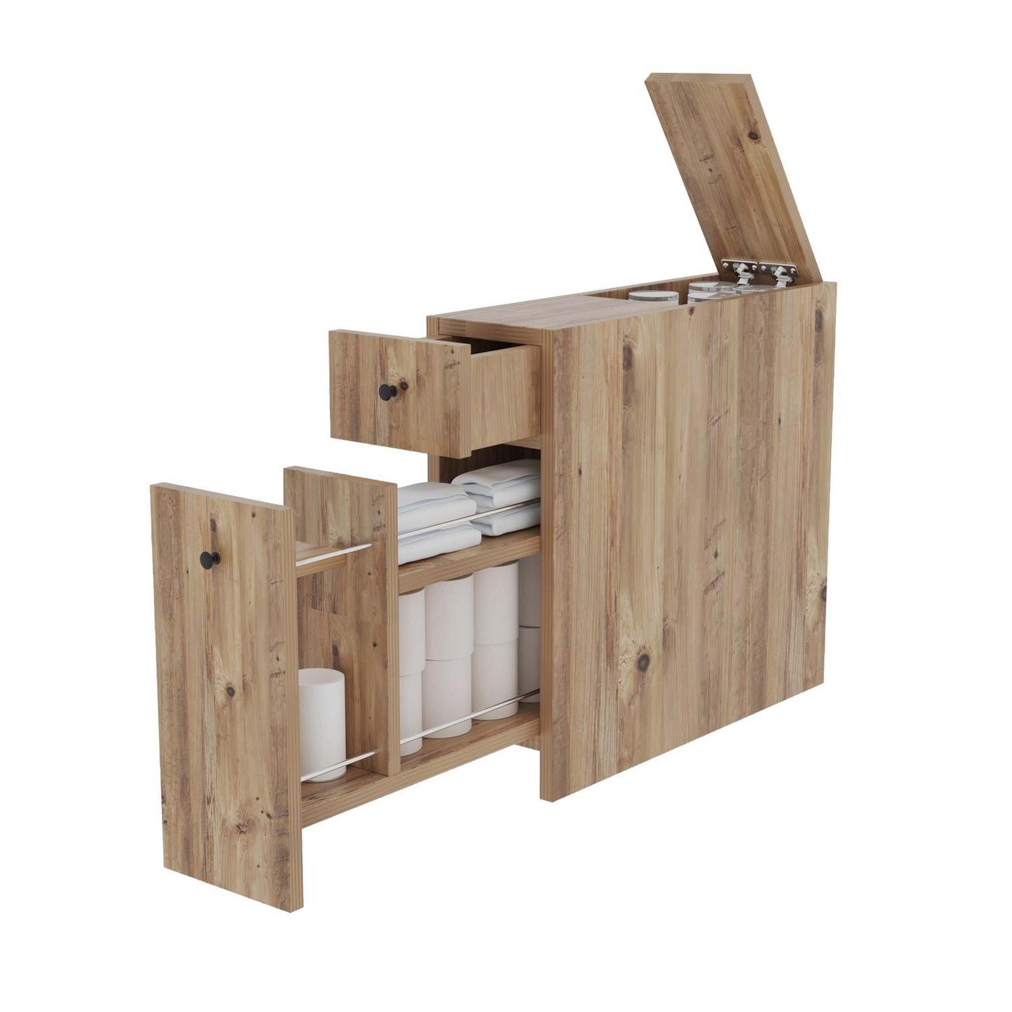 Voir la diapositive 4 : TOILINUX Rangement de salle de bain compact 2 tiroirs et une porte