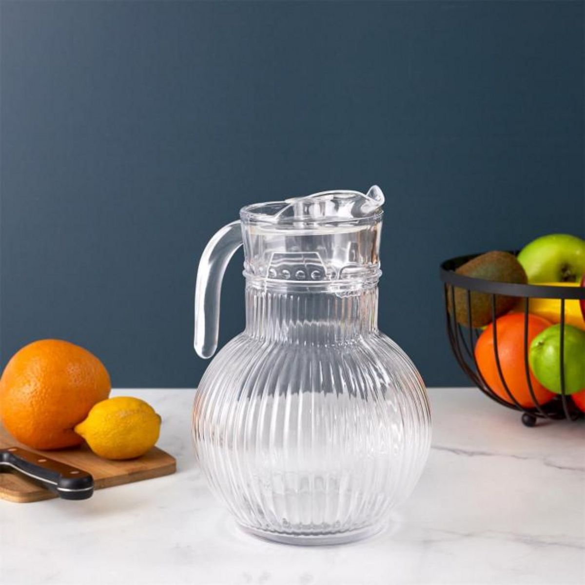 Paris Prix Pichet Design en Verre  Strié  1,8L Transparent
