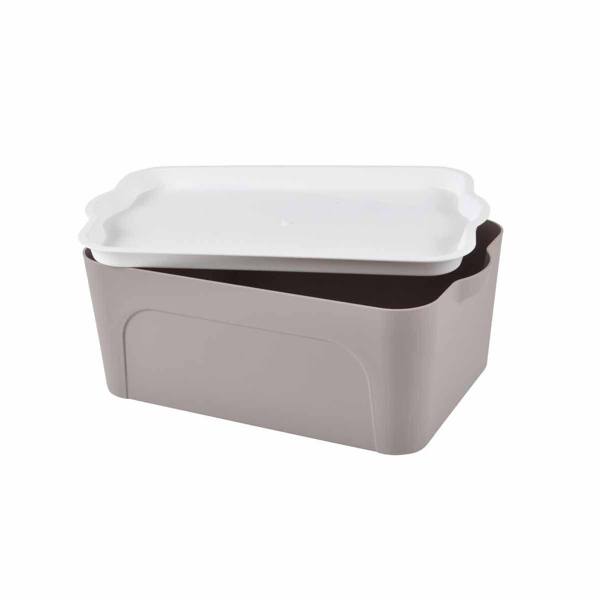 Voir la diapositive 3 : HOMEA Boîte de rangement déco  pratique  5l taupe