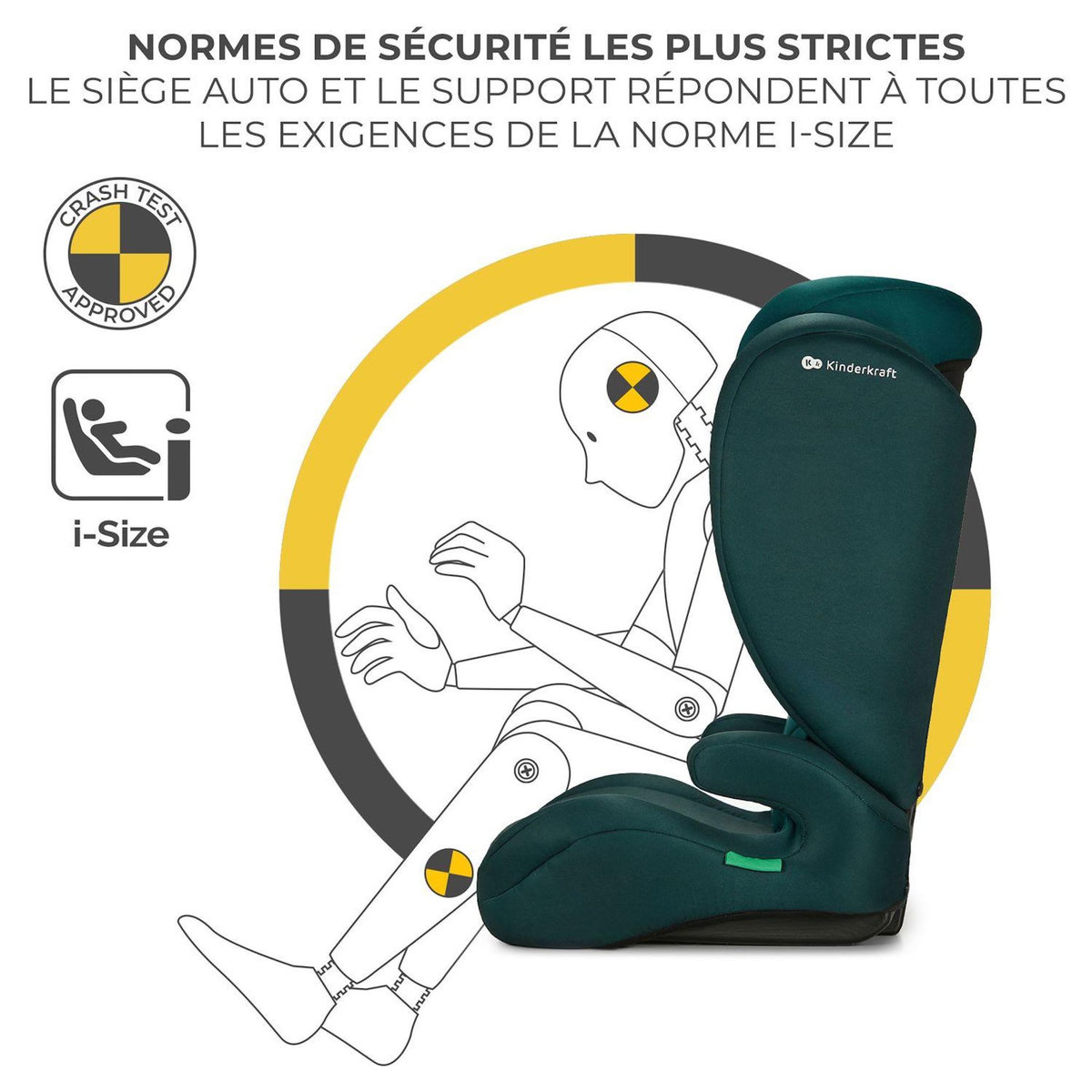 KINDERKRAFT Siège auto évolutif rehausseur 2en1 I-SPARK i-Size 100-150 cm