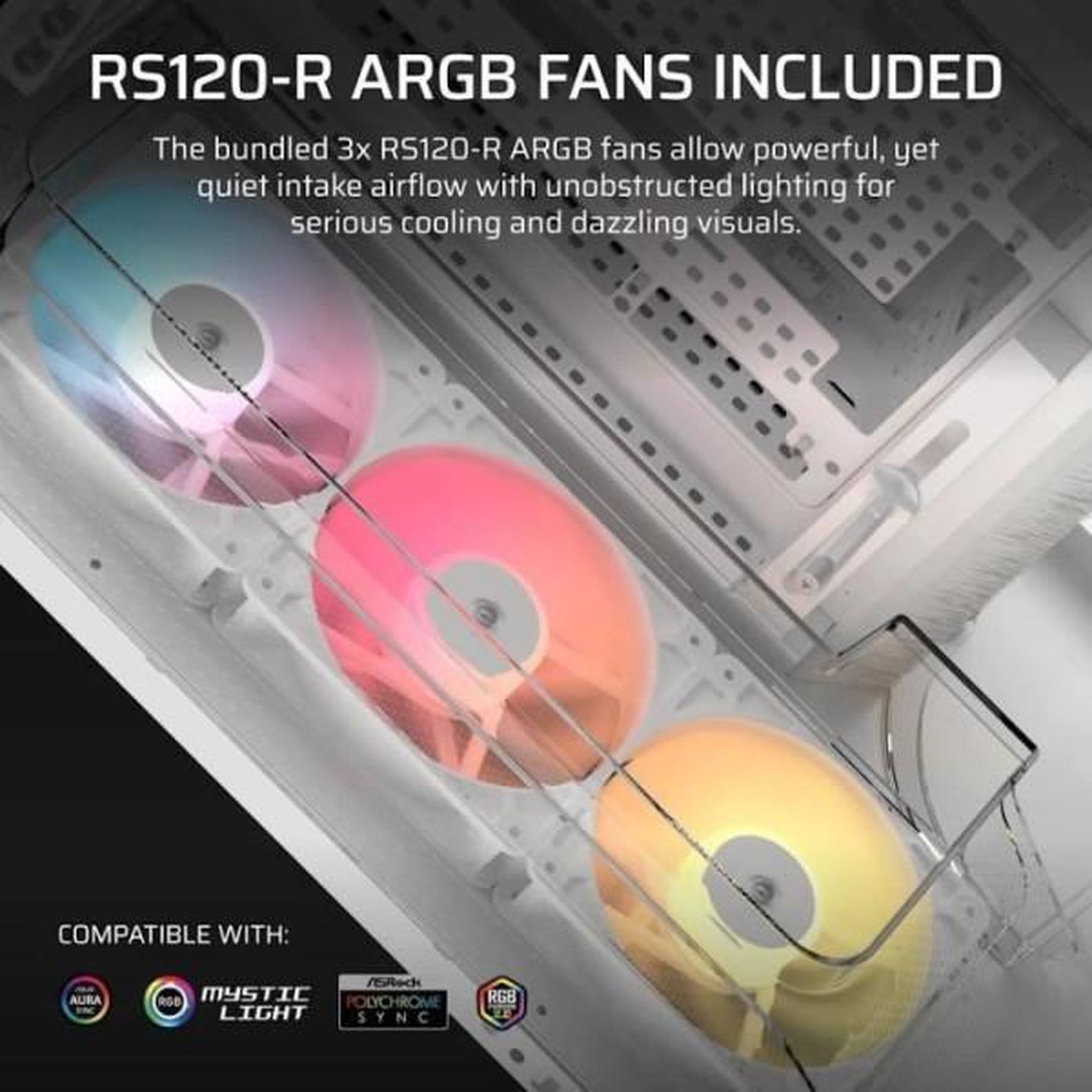 Voir la diapositive 6 : Corsair Boitier pc - corsair - air 5400 rs-r argb tempered glass mid-tower - ventilateurs rgb a rotor inversé - blanc