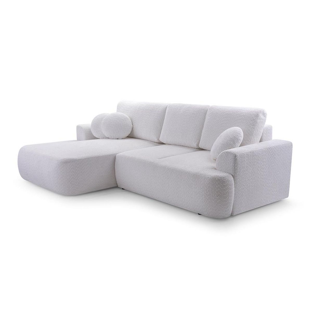 BEST MOBILIER Candela - canapé d'angle gauche 4 places - convertible avec coffre - en tissu bouclette