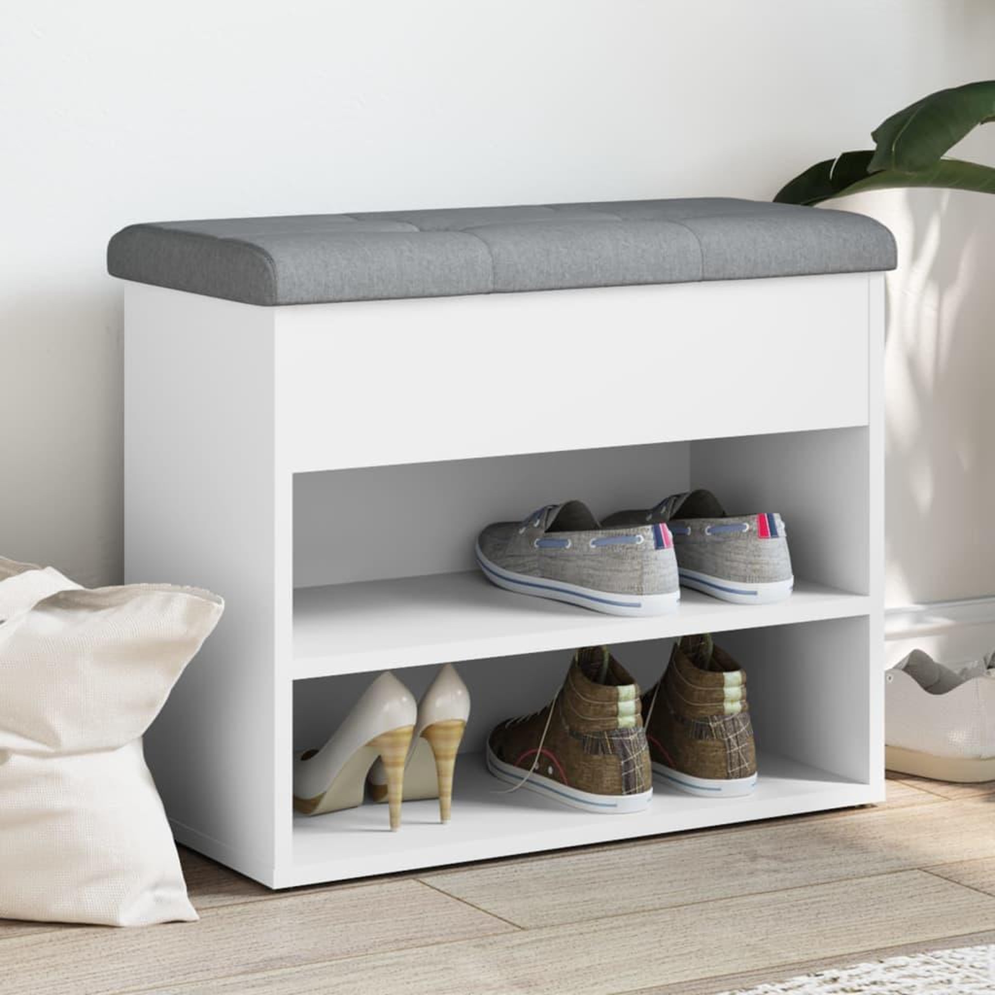 VIDAXL Banc a chaussures blanc 62x32x50 cm bois d'ingenierie