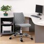 HOMCOM Chaise de bureau effet capitonné hauteur réglable pivotant 360° piètement chromé lin gris