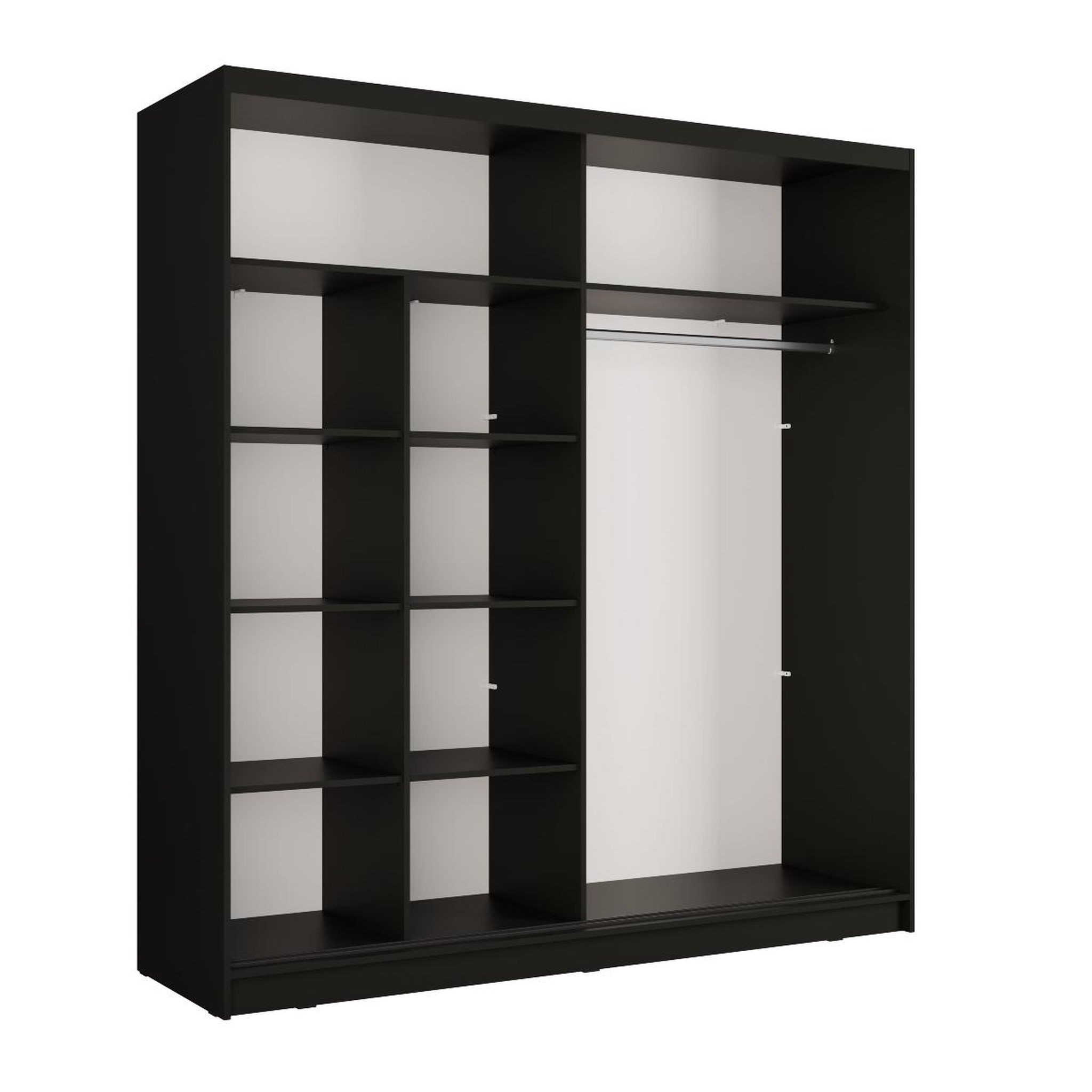 Voir la diapositive 3 : JLC KREATION Armoire dressing coulissant noir et bois 205cm celia