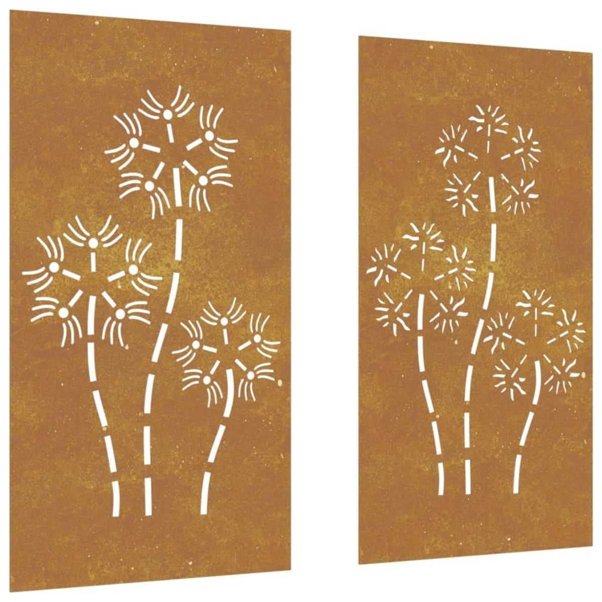 VIDAXL Decorations murales de jardin 2pcs 105x55 cm design de fleur