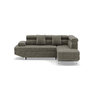 Voir la diapositive 1 : BEST MOBILIER Margaux - canapé d'angle droit 5 places convertible avec coffre et têtières réglables en velours texturé
