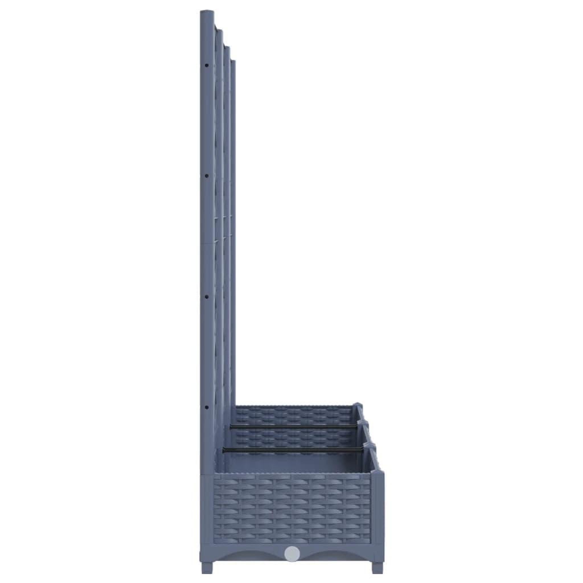 Voir la diapositive 5 : VIDAXL Jardiniere avec treillis bleu gris 120x40x121,5 cm PP