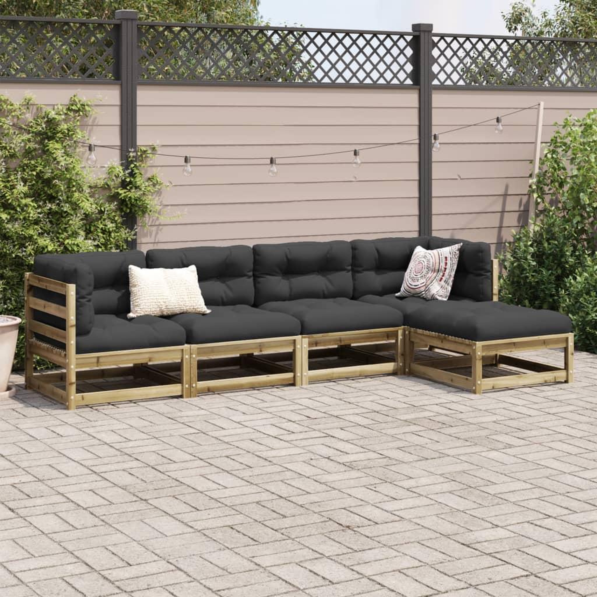 Voir la diapositive 3 : VIDAXL Salon de jardin 5 pcs bois de pin impregne