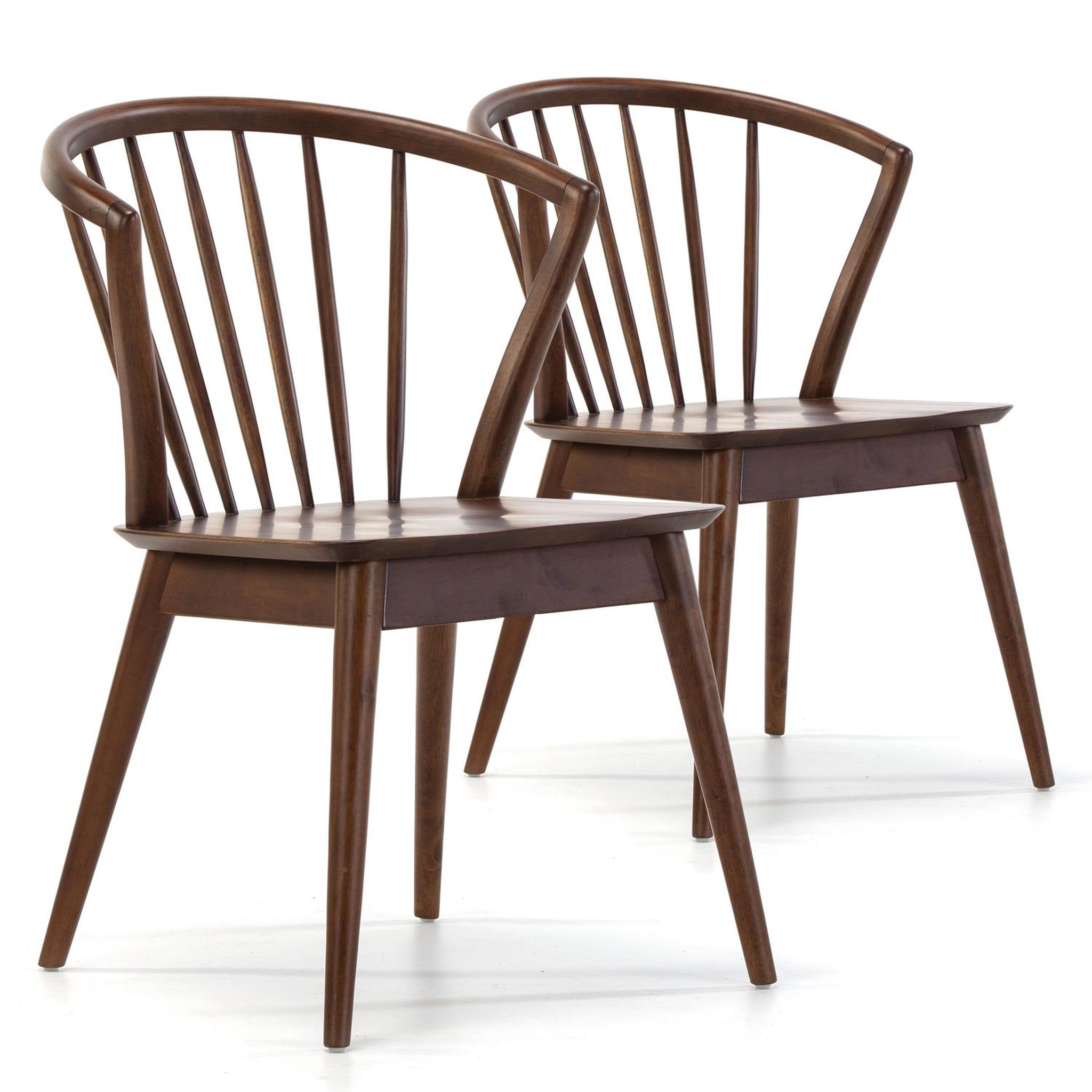 VS VENTA-STOCK Pack 2 chaises Mura, Couleur Noyer, Bois Massif, 55 cm x 58,5 cm x 84 cm