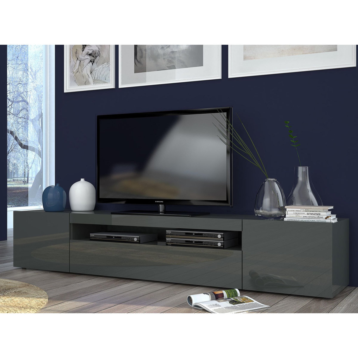 Meuble TV 3 portes 1 niche TECHNO L200cm