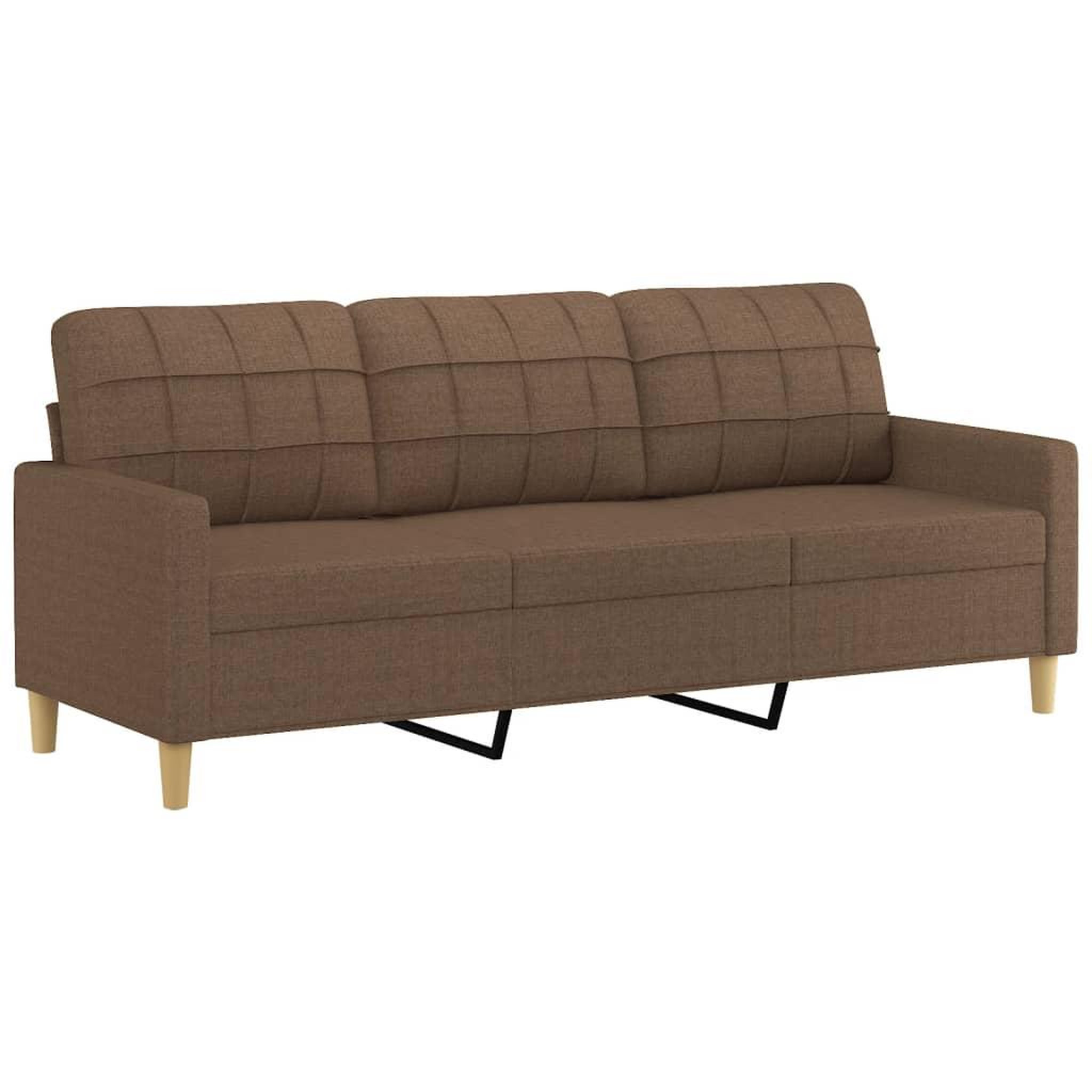 Voir la diapositive 2 : VIDAXL Canape a 3 places Marron 180 cm Tissu