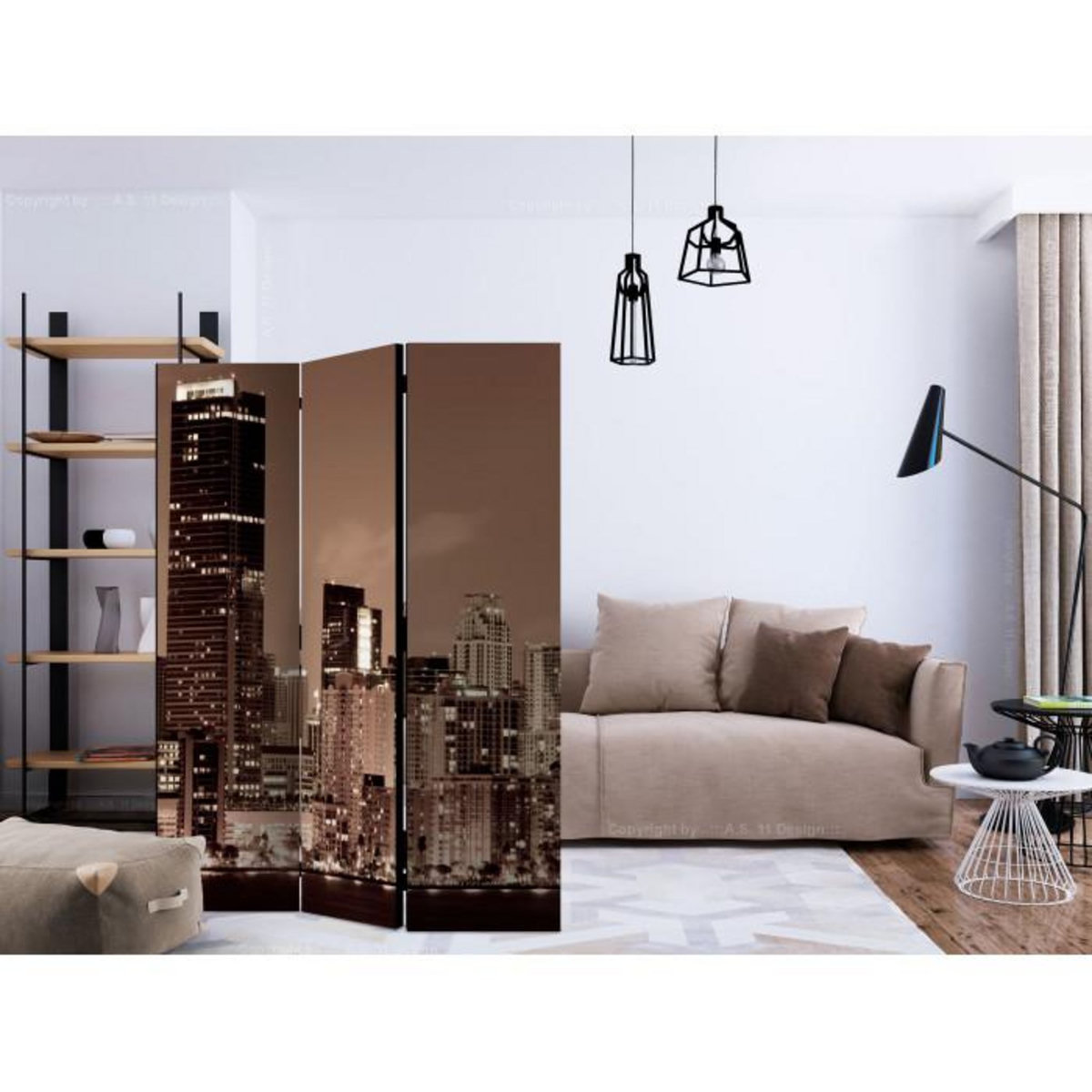 Paris Prix Paravent 3 Volets  Night Life in Miami  135x172cm