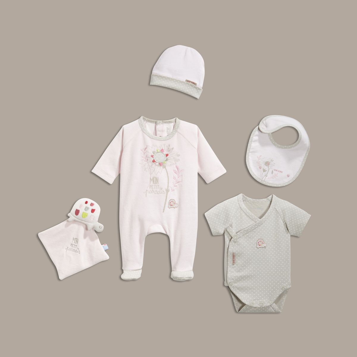 Kit Naissance Bébé Pitter Patter 3-6 Mois - Body, Pyjama, Bonnet, Bavoir - Neuf Avec Étiquettes