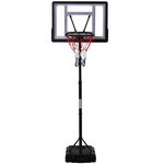 HOMCOM Panier de basketball sur pied - H. réglable 203-258 cm - roulettes, base de lestage - noir