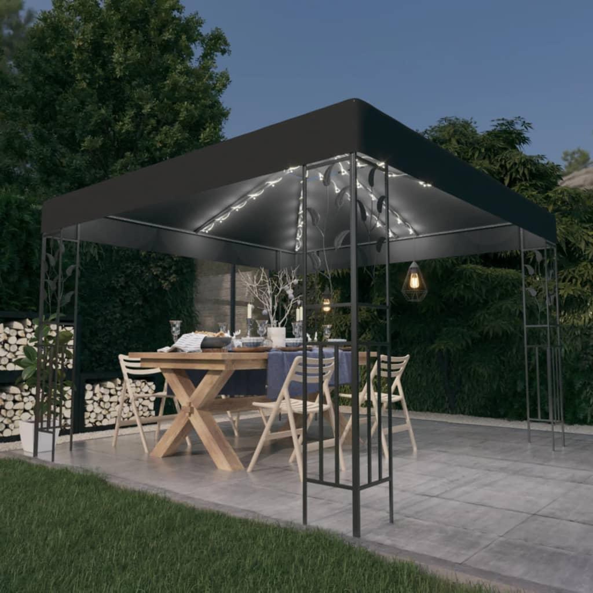 Voir la diapositive 1 : VIDAXL Tonnelle avec guirlande lumineuse a LED 3x3 m Anthracite