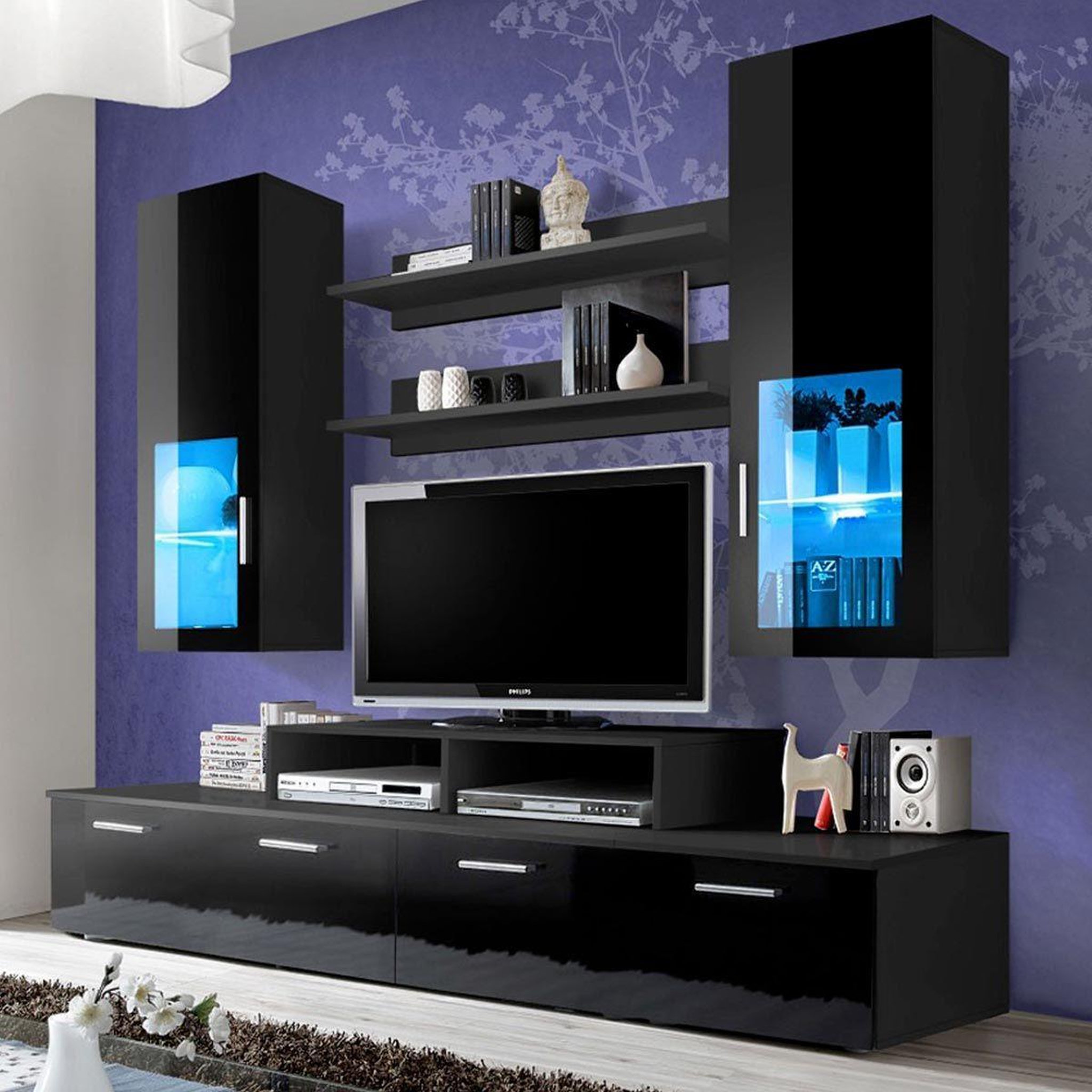Paris Prix Meuble tv mural design  mini  200cm noir