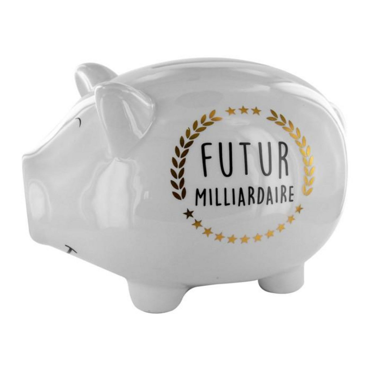 Paris Prix Tirelire Déco Cochon  Futur Milliardaire  27cm Blanc