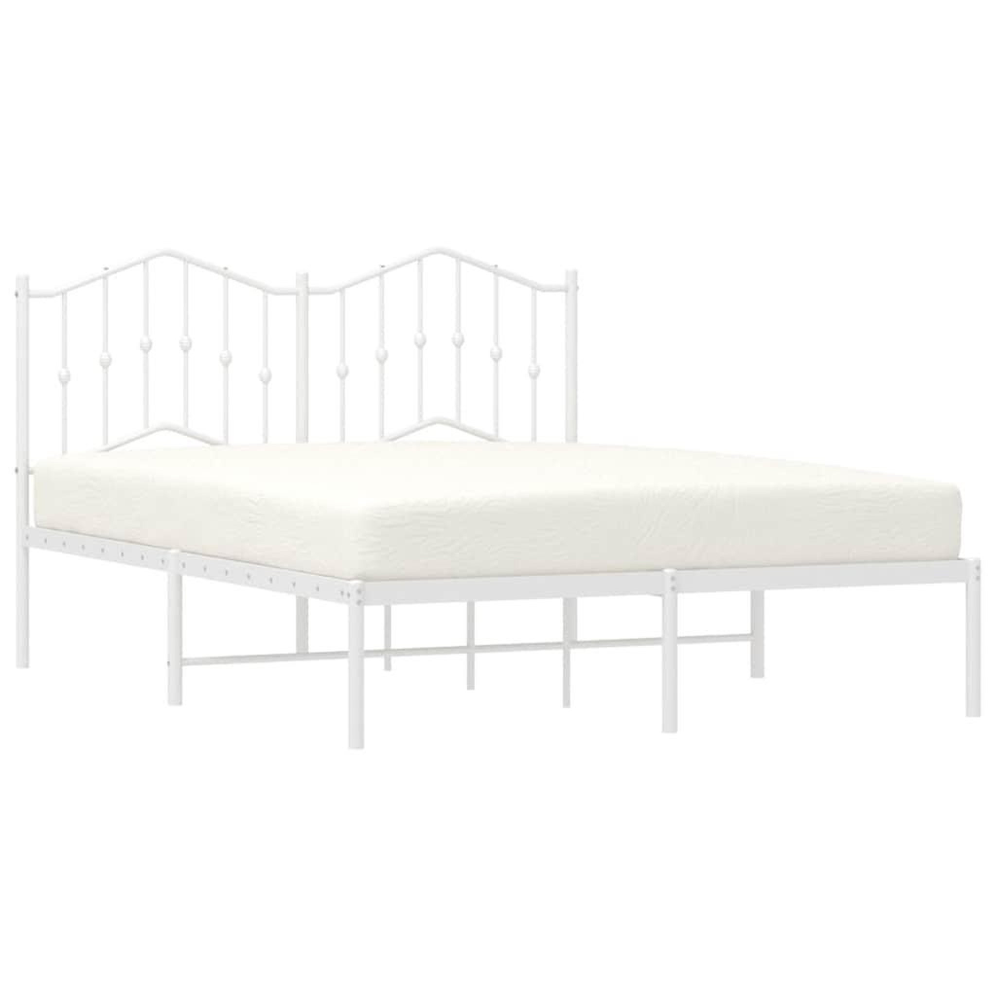 Voir la diapositive 4 : VIDAXL Cadre de lit metal sans matelas et tete de lit blanc 150x200 cm