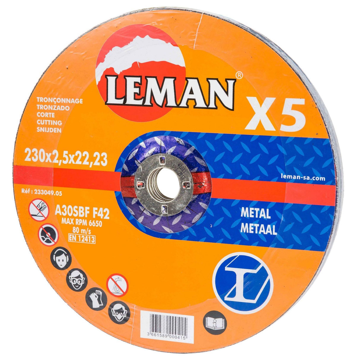 Leman Disque tronçonner fer Ø 230 mm 5 pièces