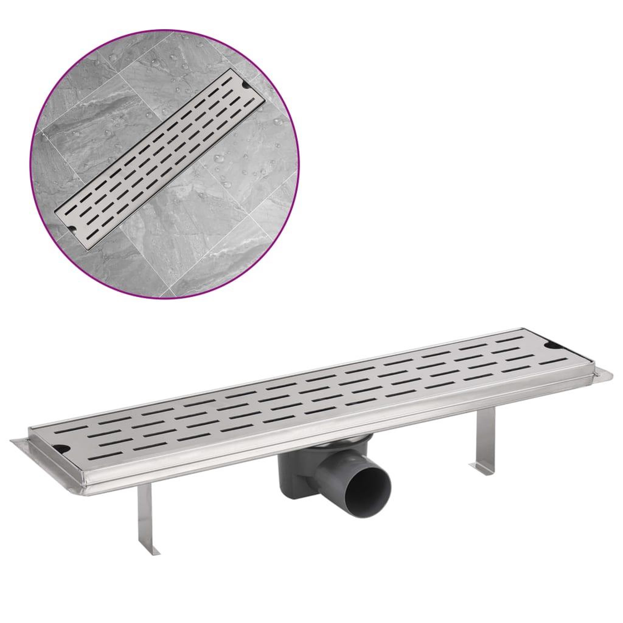 Voir la diapositive 2 : VIDAXL Drain de douche lineaire 530 x 140 mm acier inoxydable