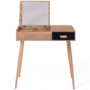Voir la diapositive 3 : ID MARKET Coiffeuse scandinave LISA miroir rabattable hêtre et noir