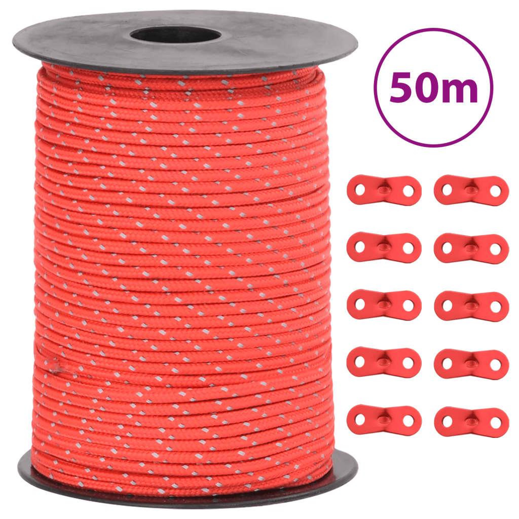 VIDAXL Corde de haubanage de tente avec bandes reflechissantes et cles