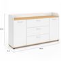 Voir la diapositive 5 : ID MARKET Buffet 140 cm JABA 4 portes avec rebord blanc et plateau bois façon hêtre