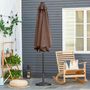 Voir la diapositive 5 : OUTSUNNY Parasol lumineux octogonal inclinable Ø 2,67 x 2,4H m parasol LED solaire métal polyester haute densité 180 g/m² chocolat