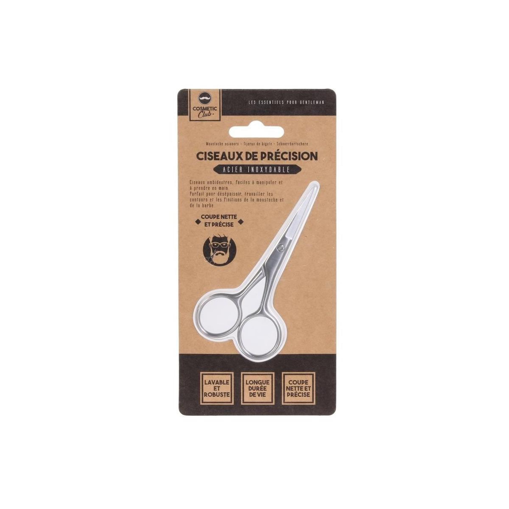 Voir la diapositive 3 : Cosmetic Club Ciseaux de précision  moustache  10cm argent