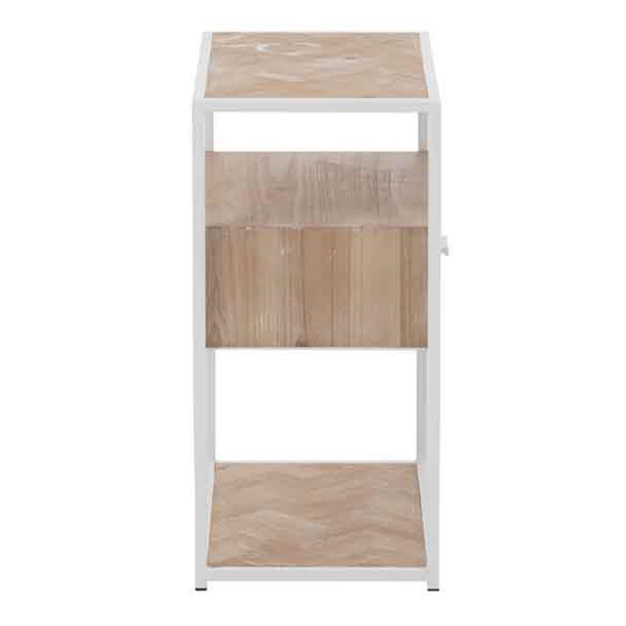 Voir la diapositive 3 : J-LINE Table d'Appoint 1 Tiroir  Miraza  61cm Naturel & Blanc