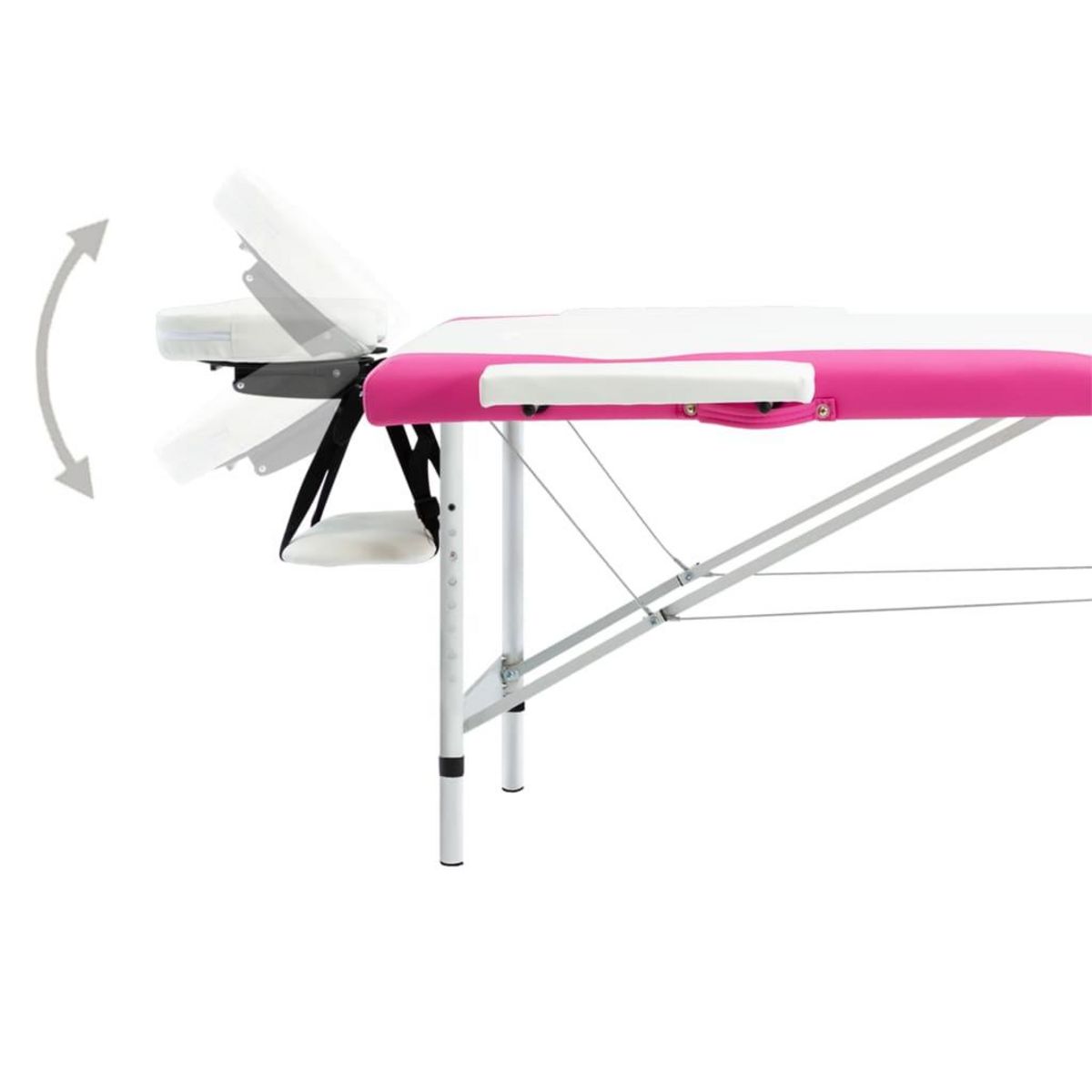 VIDAXL Table de massage pliable 2 zones Aluminium Blanc et rose