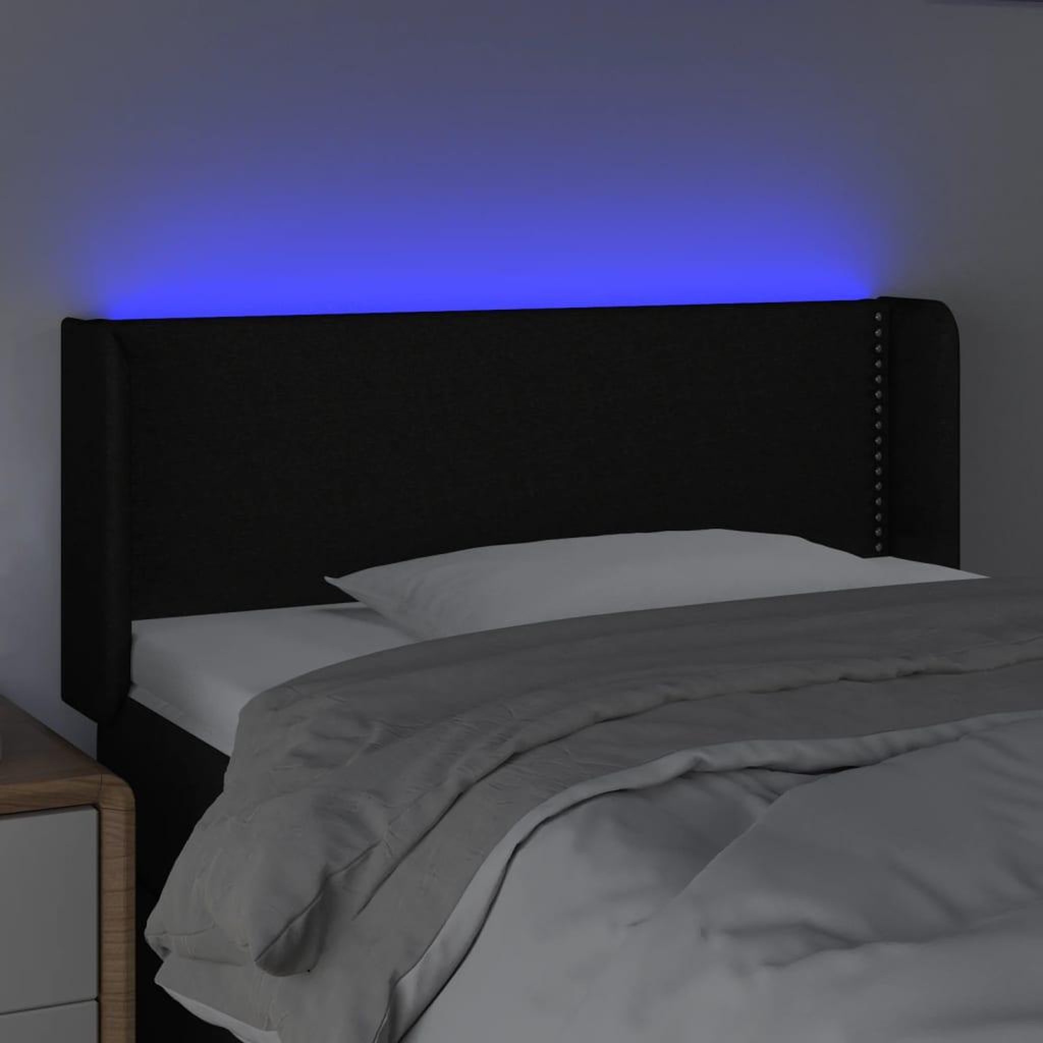 Voir la diapositive 4 : VIDAXL Tete de lit a LED Noir 83x16x78/88 cm Tissu