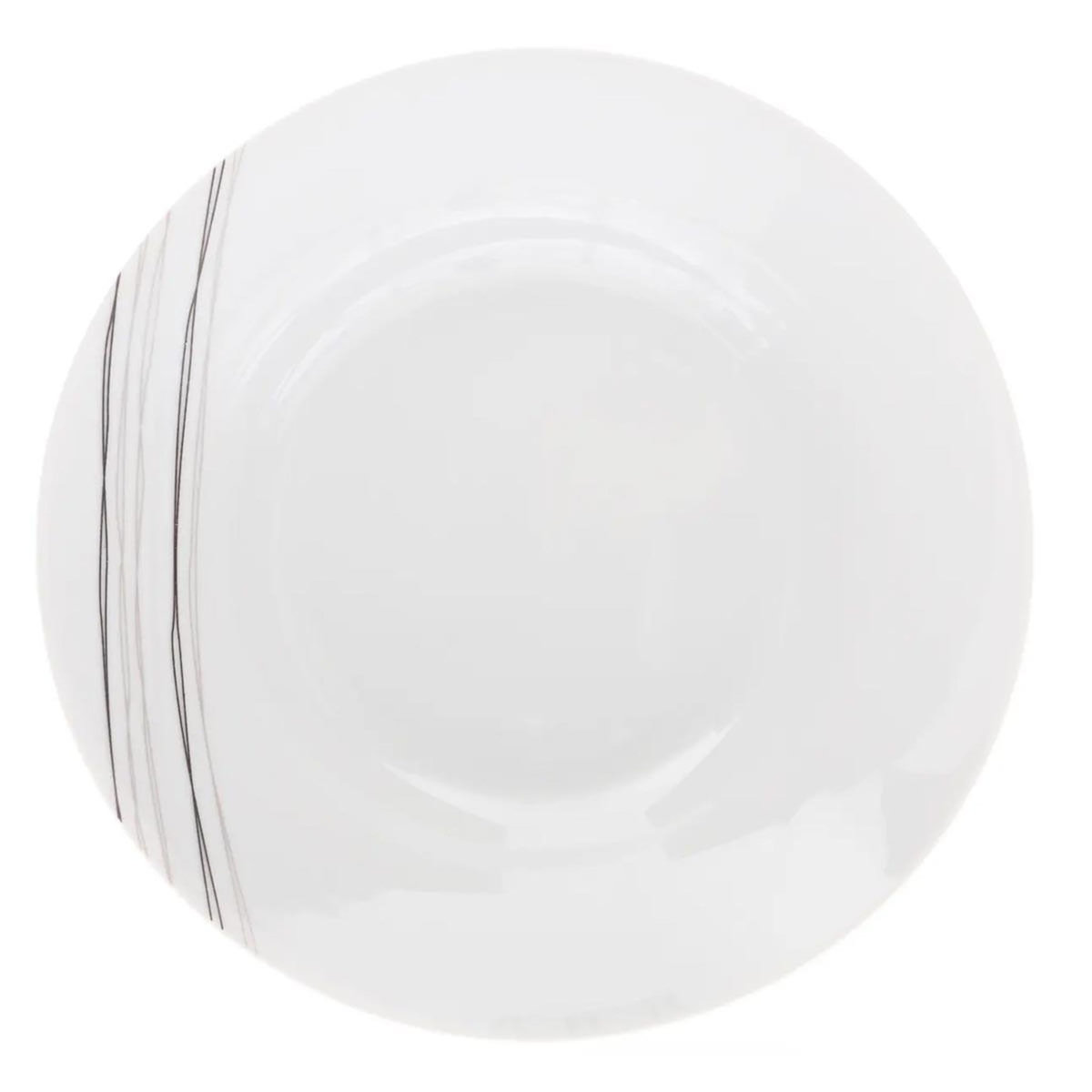 SECRET DE GOURMET Lot de 6 Assiettes Creuse  Lignes  20cm Blanc