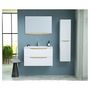 Voir la diapositive 5 : Ensemble meuble de salle de bain bloc 2 tiroirs avec vasque encastrée et miroir L80 cm HAPPY