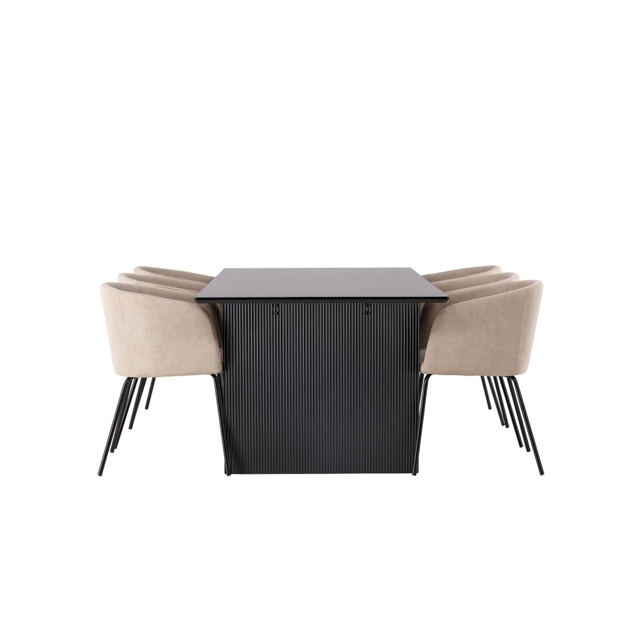 Voir la diapositive 3 : Paris Prix Ensemble table à manger & 6 chaises  vail & berit  200cm noir & beige