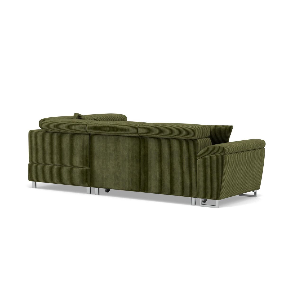 BEST MOBILIER Baoji - canapé d'angle droit 5 places convertible avec têtières et coffre en velours côtelé