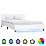 VIDAXL Cadre de lit avec LED Blanc Similicuir 140 x 200 cm